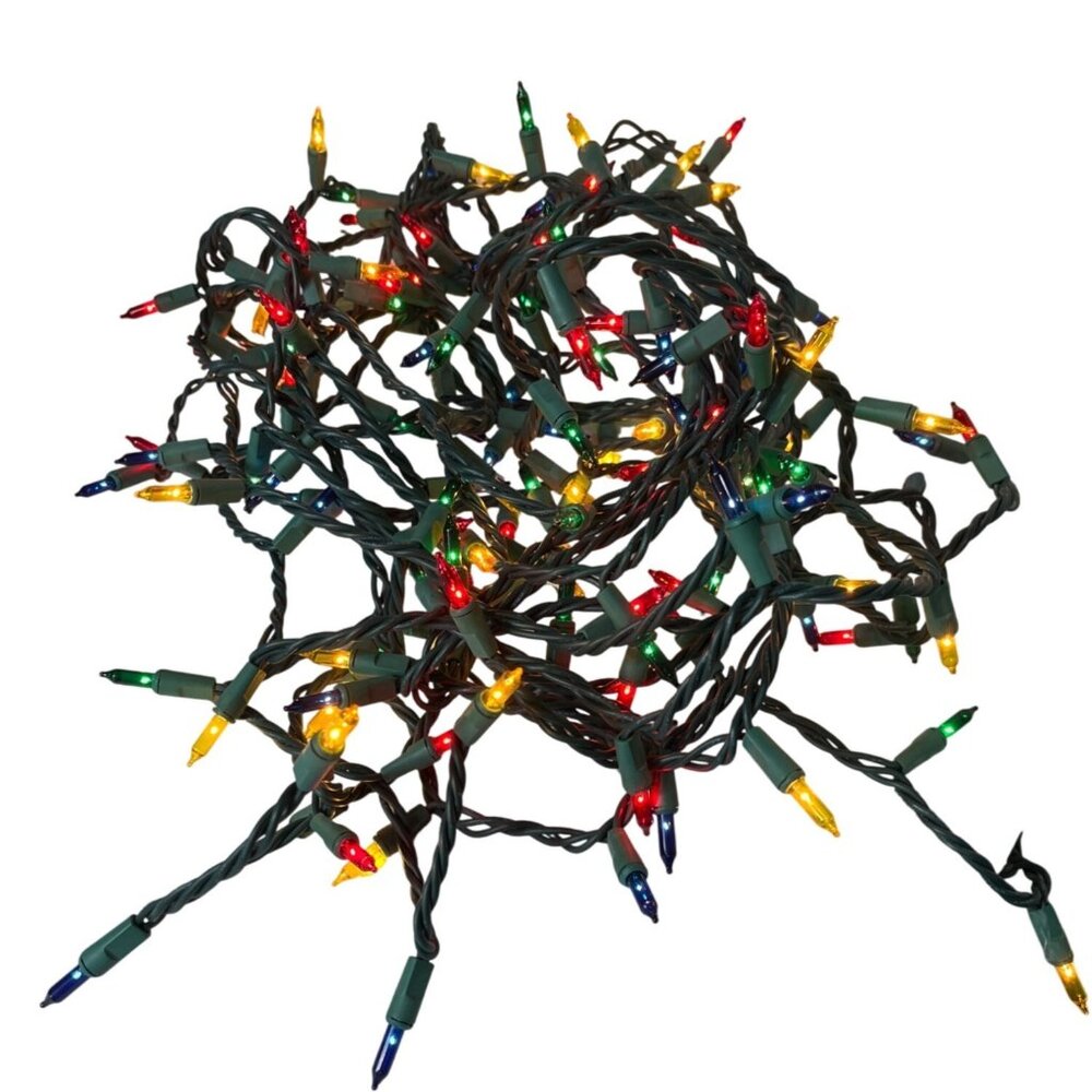 Multicolor 145 Indoor/Outdoor String Lights With Green Wire & Dual Plugs 9L